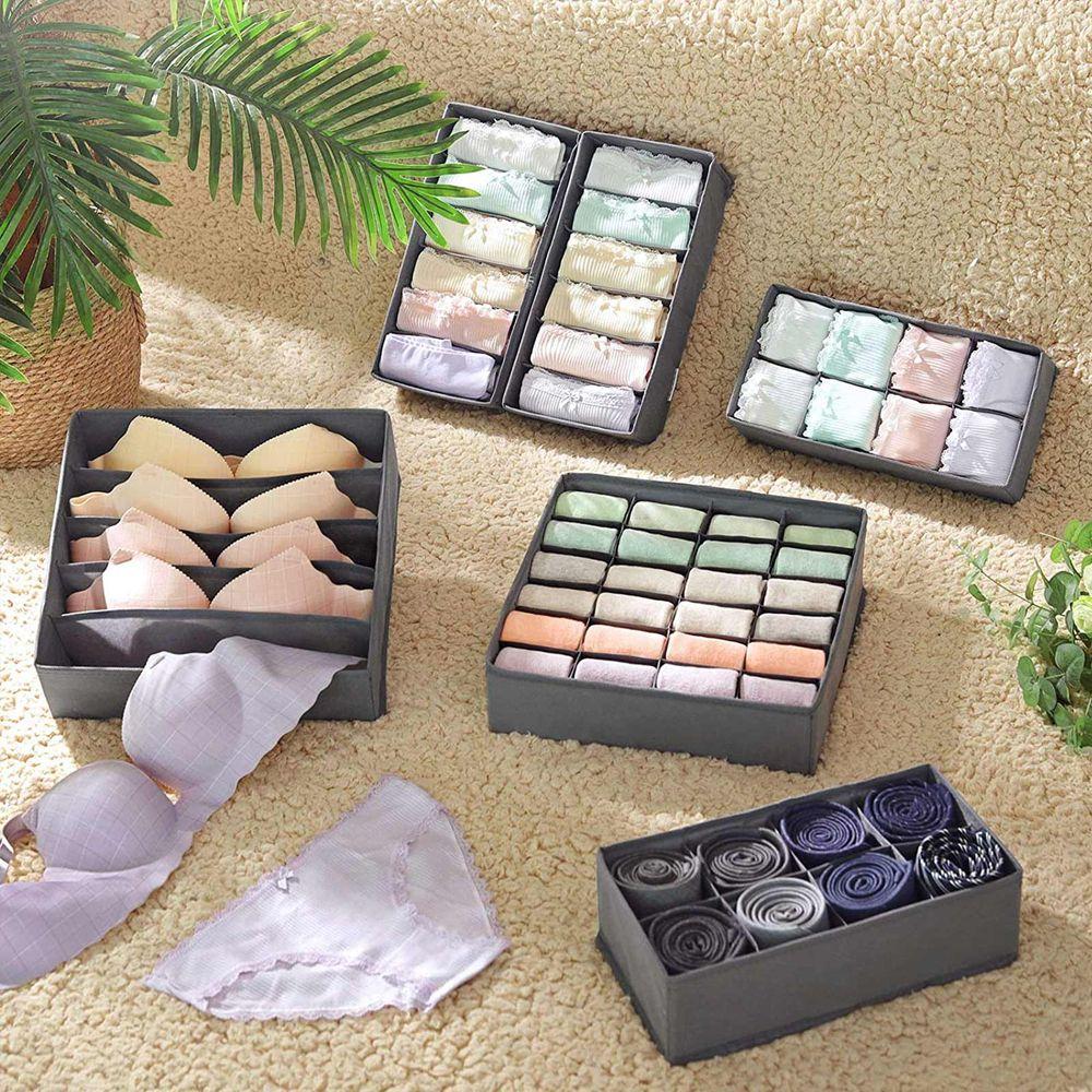 Set of 8 Organizer Boxes for storing underwear and cosmetics, gray