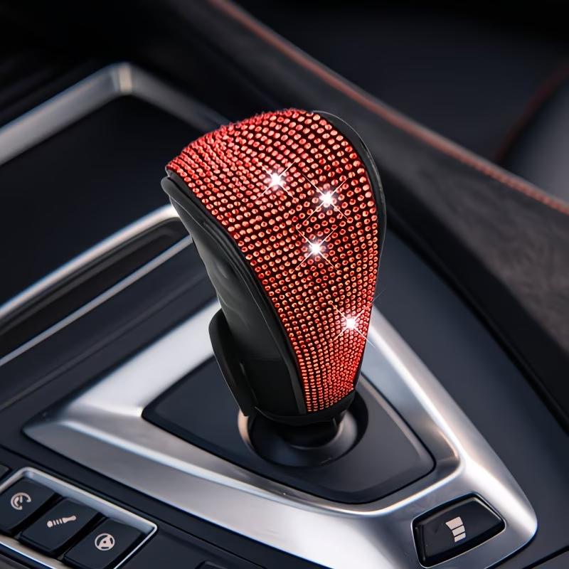 Kristall Diamant Auto Schalthebelknauf Abdeckung, Funkelnder Automatikgetriebe Schalthebel Griff Schutz, Klettverschluss Wicklung Innenraum Dekoration für Frauen Mädchen