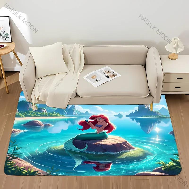 3D Printing Little Mermaid Ariel Princess Cartoon Carpet!Lving Room Bed Mat,Non-slip Durable Rug,Modern Simple Style Great Gift