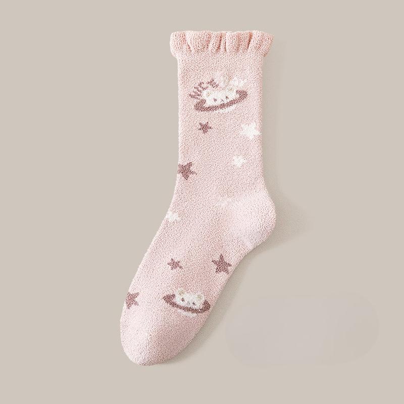 Winter and Autumn Thick and Warm Half-Size Fleece Women's Non-Loose-Material Mid-Calf Stockings Postpartum At-home Maternity Stockings