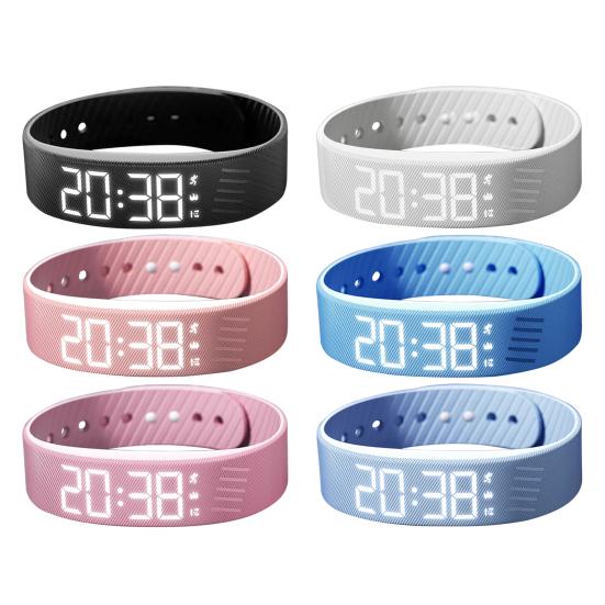 Vibrierende Alarm-Erinnerungsuhr Schüler Stiller Wecker Armband Digitale Uhr mit Schrittzähler Vibration Stoppuhr Timer für Tiefschläfer Herren