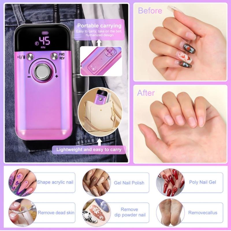 45000rpm Electric Nails Drill Machine Nail Polishing Machine with Drill Bits Nails File Manicure Tool for Gels Nail
