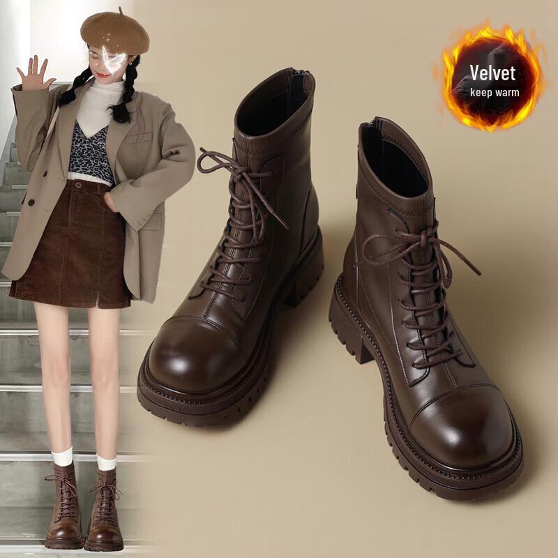 ZHR Women s Winter Plush-Lined Thick-Sole Martin Boots 38