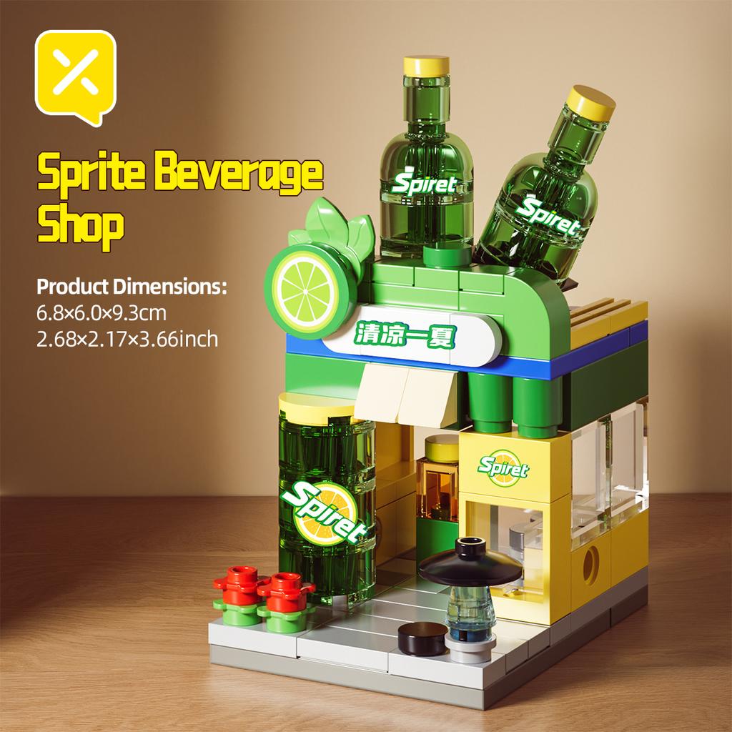 DIY Store Building Blocks Model Fast Food Restaurant Coffee Shop Puzzle Assembled Children's Educational Toys Birthday Gifts