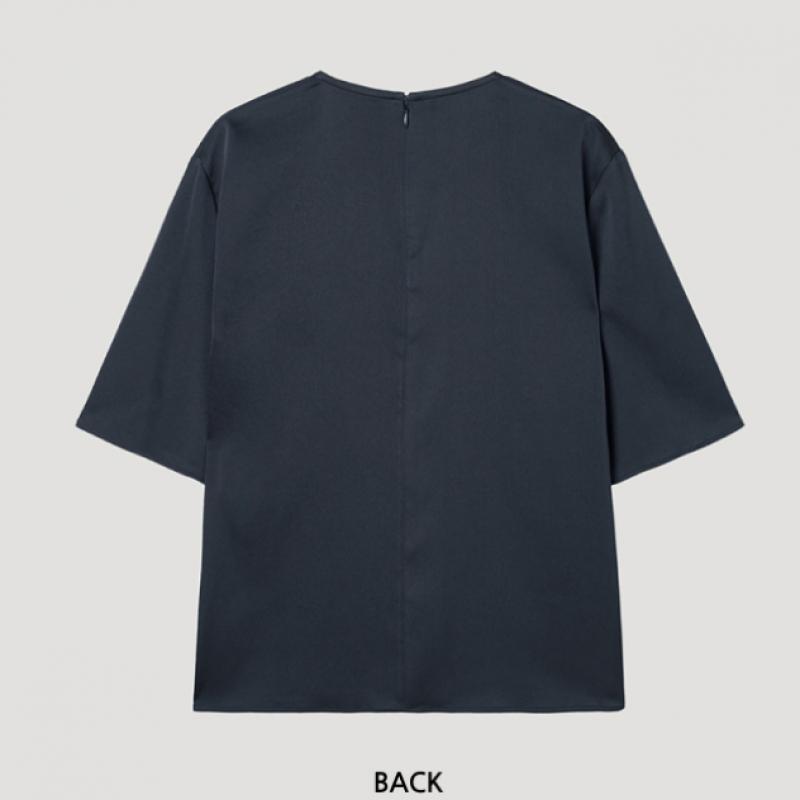 SHESMISS Satin Textured Round Neck Blouse Swwblp22070 Dn