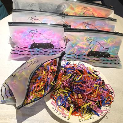 500 stk Elastiske strikker til jenter Strikker Fargerike 2 cm Store Engangs Scrunchies Hestehaleholder Strikk Hårpynt