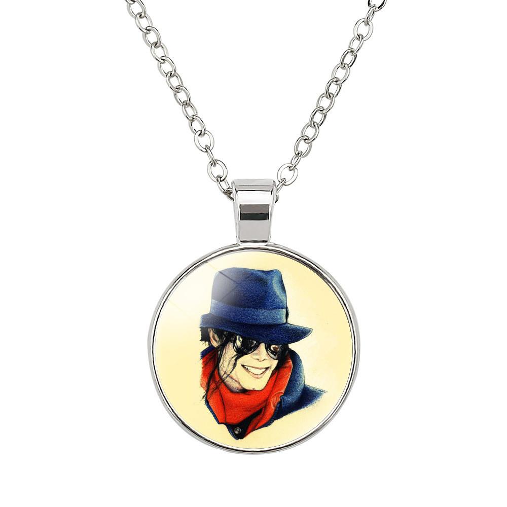 Elegant Michael Jackson Time Gem Pendant Necklace With Alloy Charm 51-80cm Long