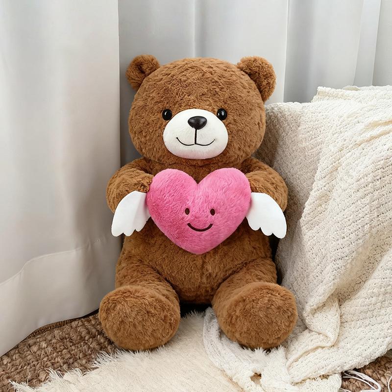 New Doll Angel Heart Hugging Bear Cute Teddy Bear Doll Plush Doll Love Bear Doll 32cm