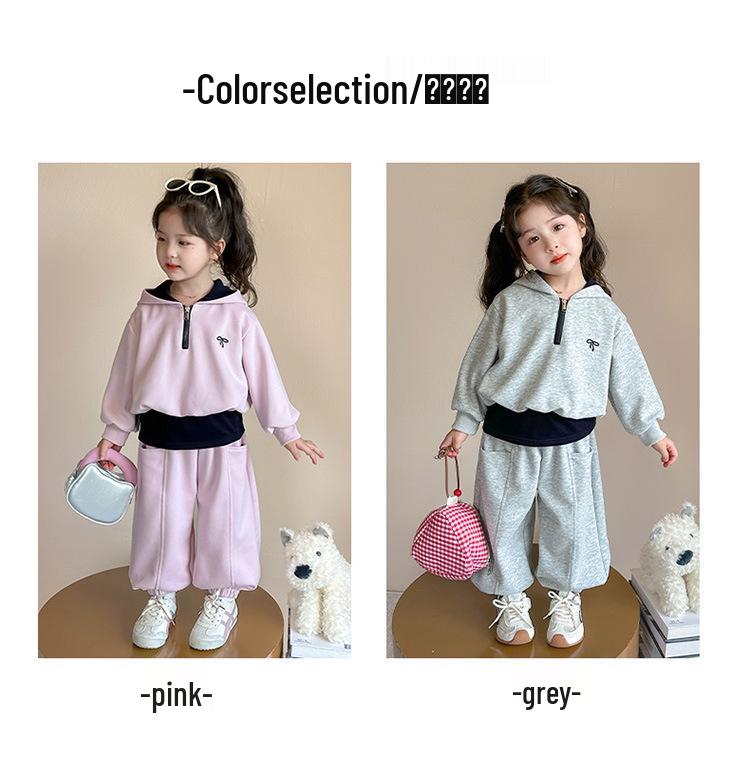 Höstens Sportset för Flickor 2025: Huvtröja med rosett för tidig höst