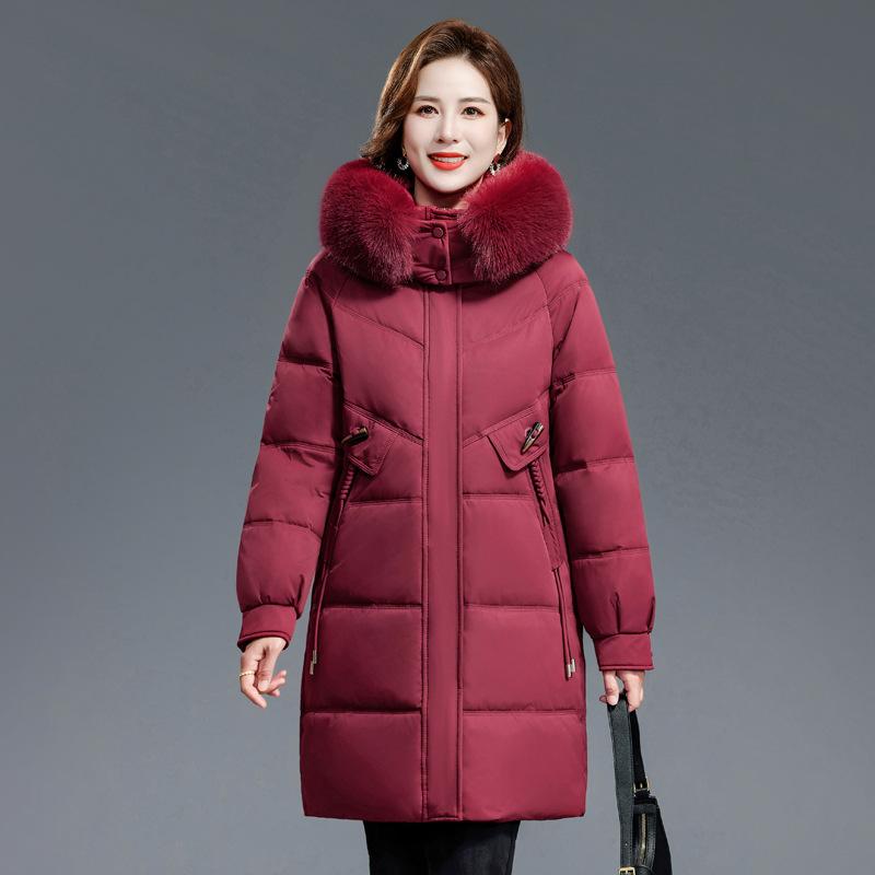 Winter new foreign-style down cotton-padded clothes for women's medium and long middle-aged and elderly mother cotton-padded jackets, thickened wa
