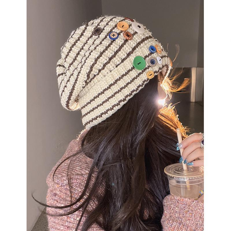 Cozy Knit Beanie For Women And Men With Stylish Button Design Warm Winter Hat