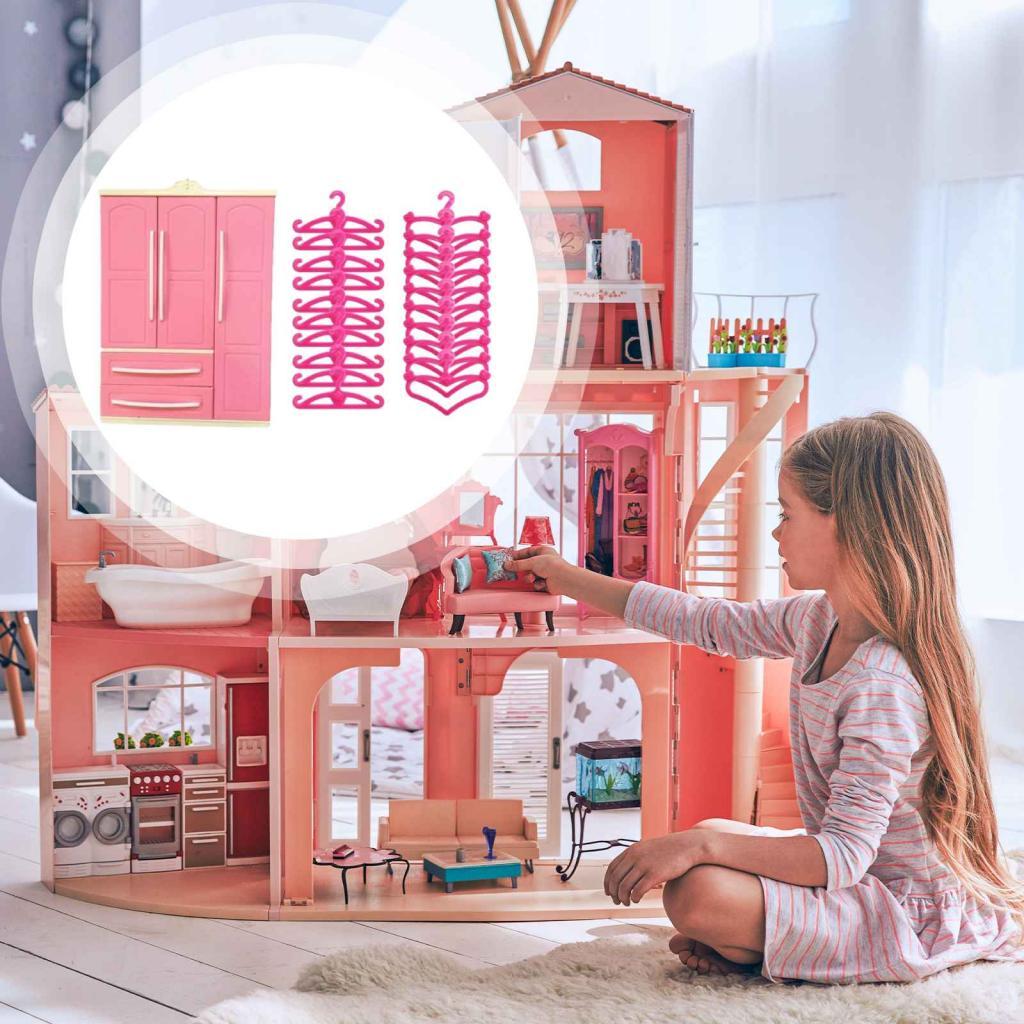 Lovely Doll Wardrobe Decor Gifts Life Scene Storage Cabinet Play House Furniture Dollhouse Closet