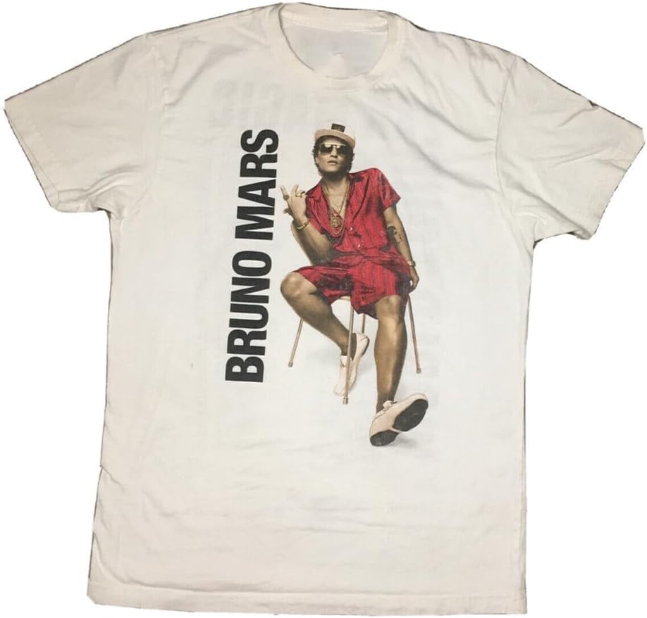Bruno Mars 24k Magic World Tour 2017 T-Shirt Mens White M белый