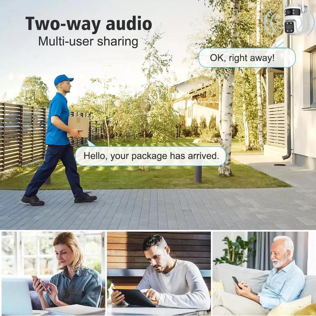 CB03 360° Rotating Dual-Lens Waterproof Wireless Outdoor PTZ Camera with Dual-Screen HD Monitor