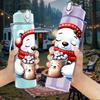 1PC Polar Bear Winter Mug 750ml Color Plastic Sports Water Bottle Leakproof Flip Straw Lid Suitable for Sports Office Home Use