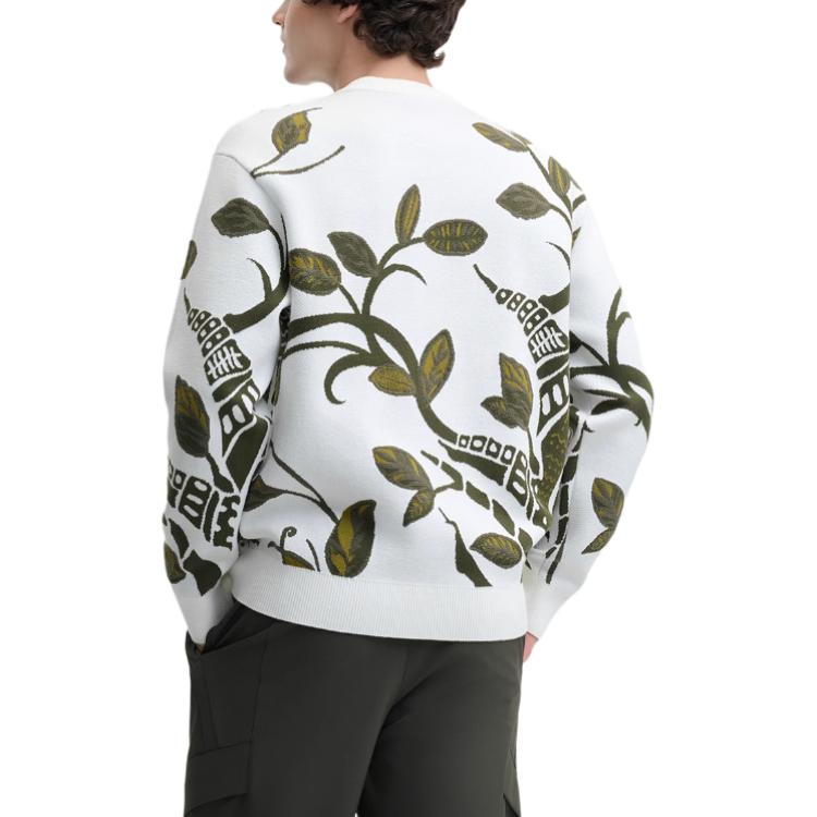 Fila X Rousseau Heritage Series Fashion Casual Comfortable All-Over Print Pullover Knit Sweater Men Sweater White Green F11M448402F-ZA