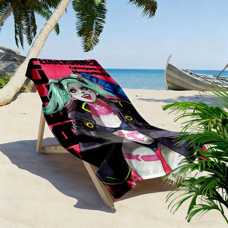 Cyberpunk Rebecca 2D Flat Print Beach Towel, Large Soft Quick Dry Towel for Beach Camping Swimming.MSTJ0918579
