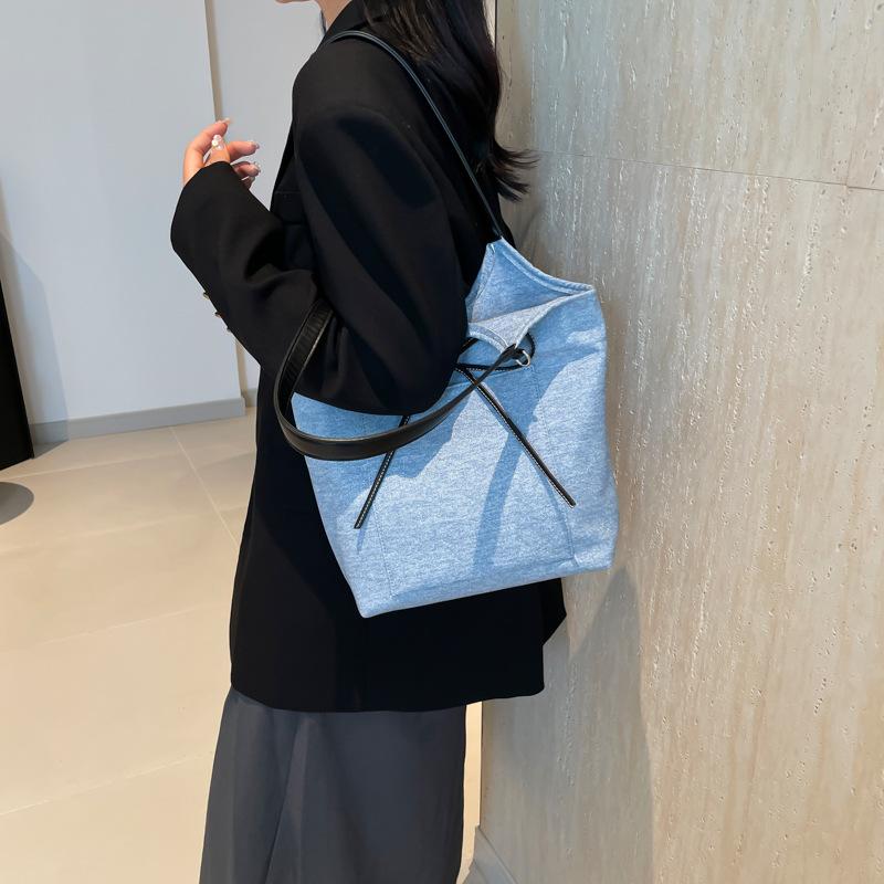 Casual tote bag New bow girl shoulder bag Fashion portable denim tote bag