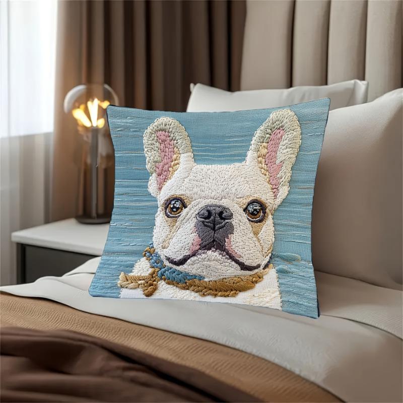 French Bulldog Cushion Covers Chair Living Room Pillowcase Cozy Zipper Sofa Pillow Covers Animal Bedroom Indoor Home Decor