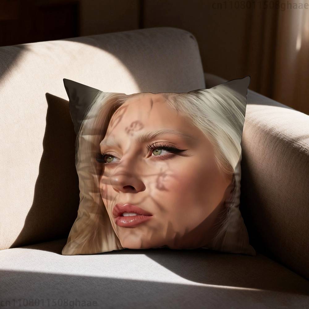 LLady Gaga Pillow Case Antidustmite Pillowcase Invisible zipper silky short plush Sofa cushion cover