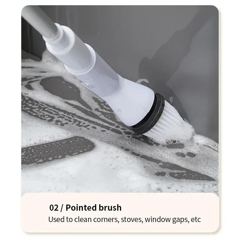 Perie de curățare electrică 6 în 1, perie rotativă electrică wireless de 2000mAh, perie de curățare pentru duș, bucătărie și baie