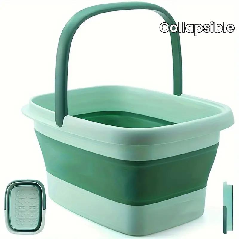Collapsible Foot Bath Basin for Soaking Fee  Plastic Bucket with Handles and Massage Acupoint Multifunction Collapsible Feeting