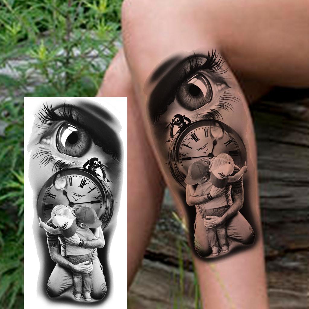 1 Sheet Lion King With Baby Temporary Tattoos For Men Women Family Style Tatoos Long Lasting Waterproof Fake Arm Tattoo Stickers