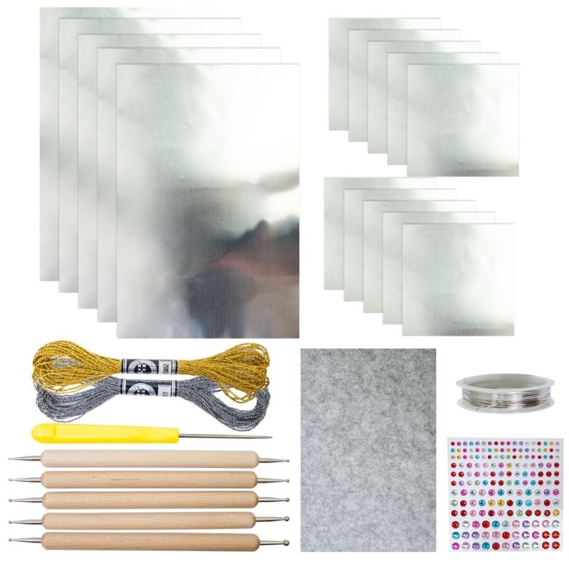 Handmade Aluminum Foil Holiday Decorations Set Foil Embossed Christmas Ornament For Home And Office Christmas Tree