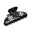 Luxurious Snowflake Hair Claw Clip In Pink Blue And Black With Stunning Rhinestone Embellishments