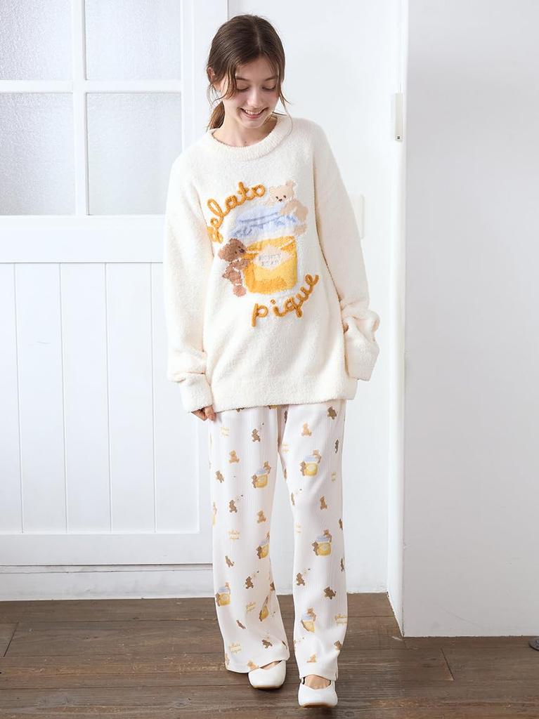 Lange Hose mit Honigbär-Print