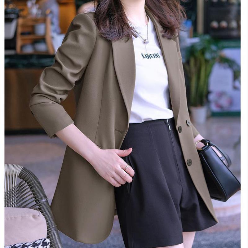 Outono feminino moda casaco entalhado preto blazers manga longa jaquetas sólidas entalhados topos