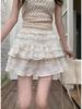 Women's White Lace Puffy Mini Skirt - High-Waisted A-Line Ballet Style, Summer 2026 Collection.