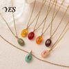Charming Necklace Stone Pendant Necklace, Oval or Hexagonal Charm Geometric Neck Accessory Gift for Her Wife Girlfriend Fashionable Neckpiece