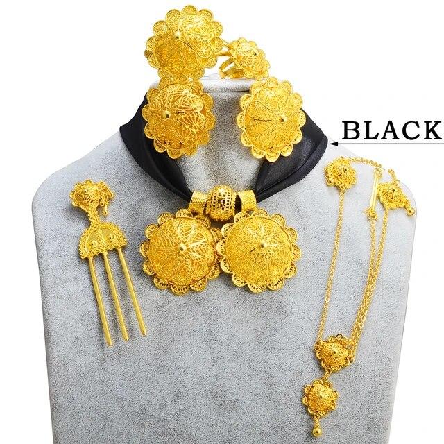 

Anniyo Эфиопские комплекты ювелирных изделий Ожерелья Серьги Кольца Браслеты Шпильки Цепочки на голову Африканские Эритрейские товары для прополки