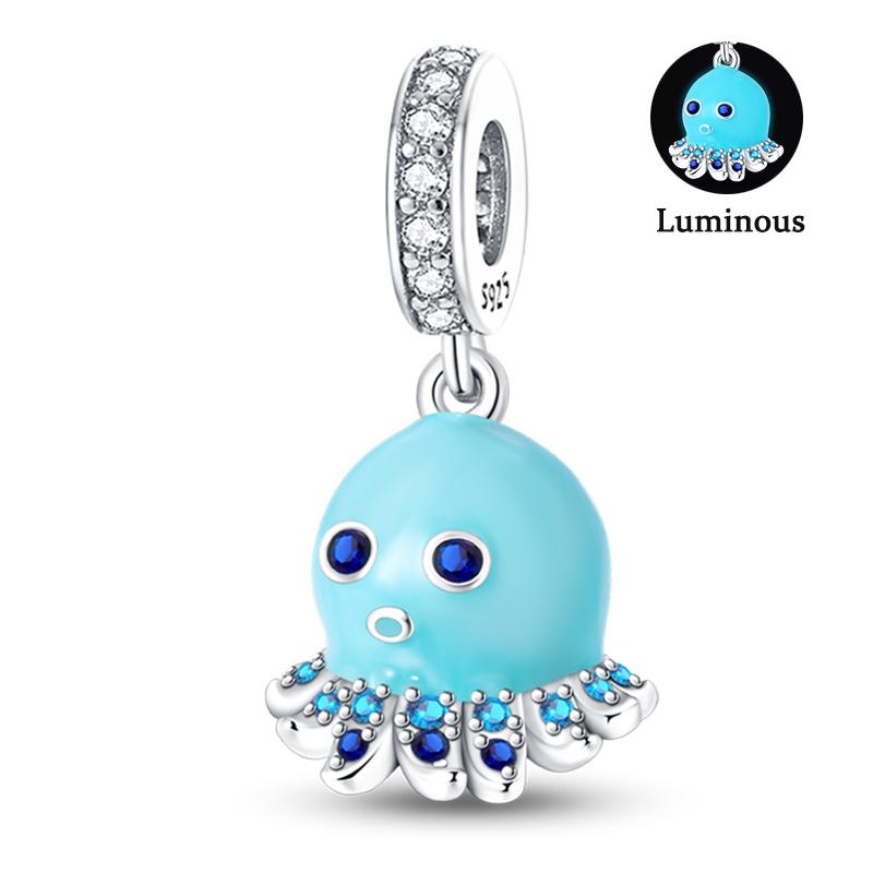Charm Bead Components Compatible With Pan Copper Metal Firefly Ocean Star Butterfly Glowing Changing Color Trendy Authentic Original Bracelets Do It