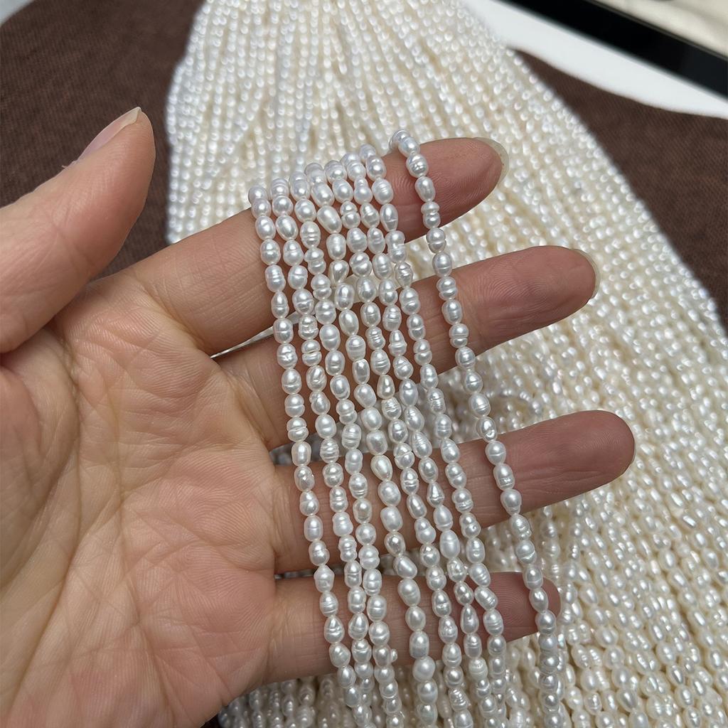 1String, White Natural Shell Mother of Pearl Beads, Handmade Rice Beads, 4-5mm, for DIY Jewelry Making, 36cm, Poor Quality But Cheap