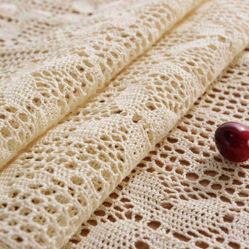 Beige Yarn Faux Hand Crochet Craft, Geometric Small Rhombus Pattern, Exquisite Hollowout Imitation Lace Country Romantic Fresh Leisure Series