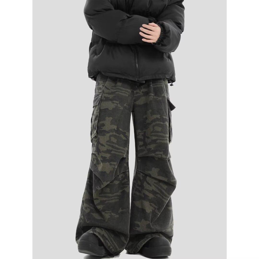 

Осень и зима Новые американские джинсы High Street Washed Light Color для мужчин и женщин Прямые слегка расклешенные свободные широкие брюки 3XL