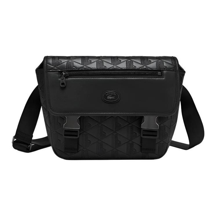 Lacoste Fashion Versatile Leather Crossbody Bag Regular Men bags Black NH4655MR-000 Black