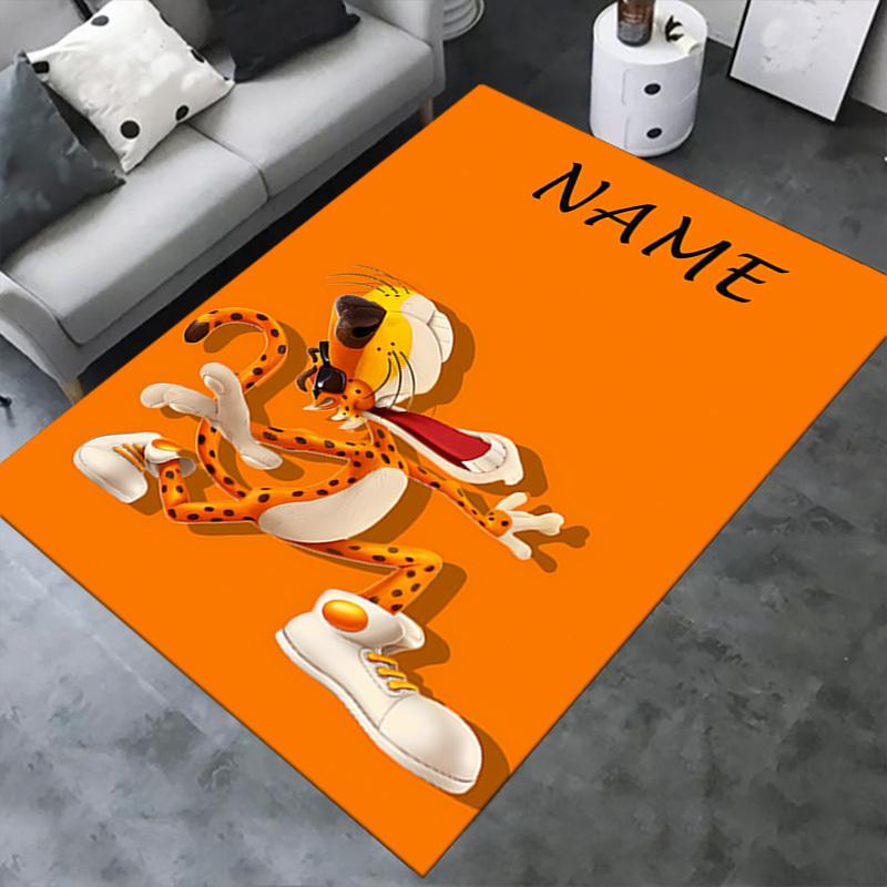 Cheetah, Cool, Orange Office Carpet Soft Polyester Entrance Carpet Washable Non Slip Machine Washabl