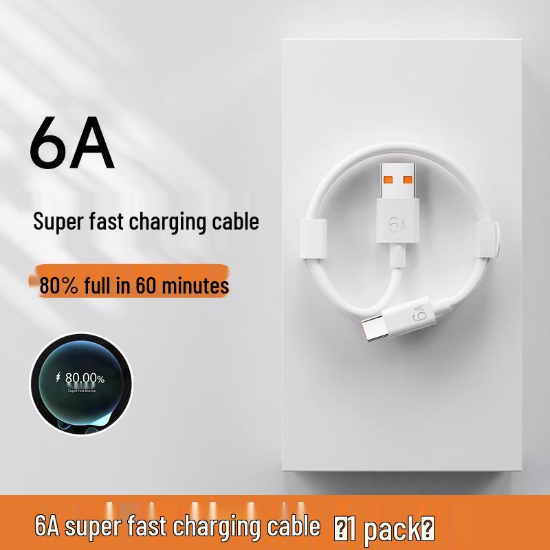 

66W Super Fast Charge Data Cable for Huawei, Xiaomi Fast Charge, and Apple iPhone 15 Pro Max 20W 1m A-C Non-woven White