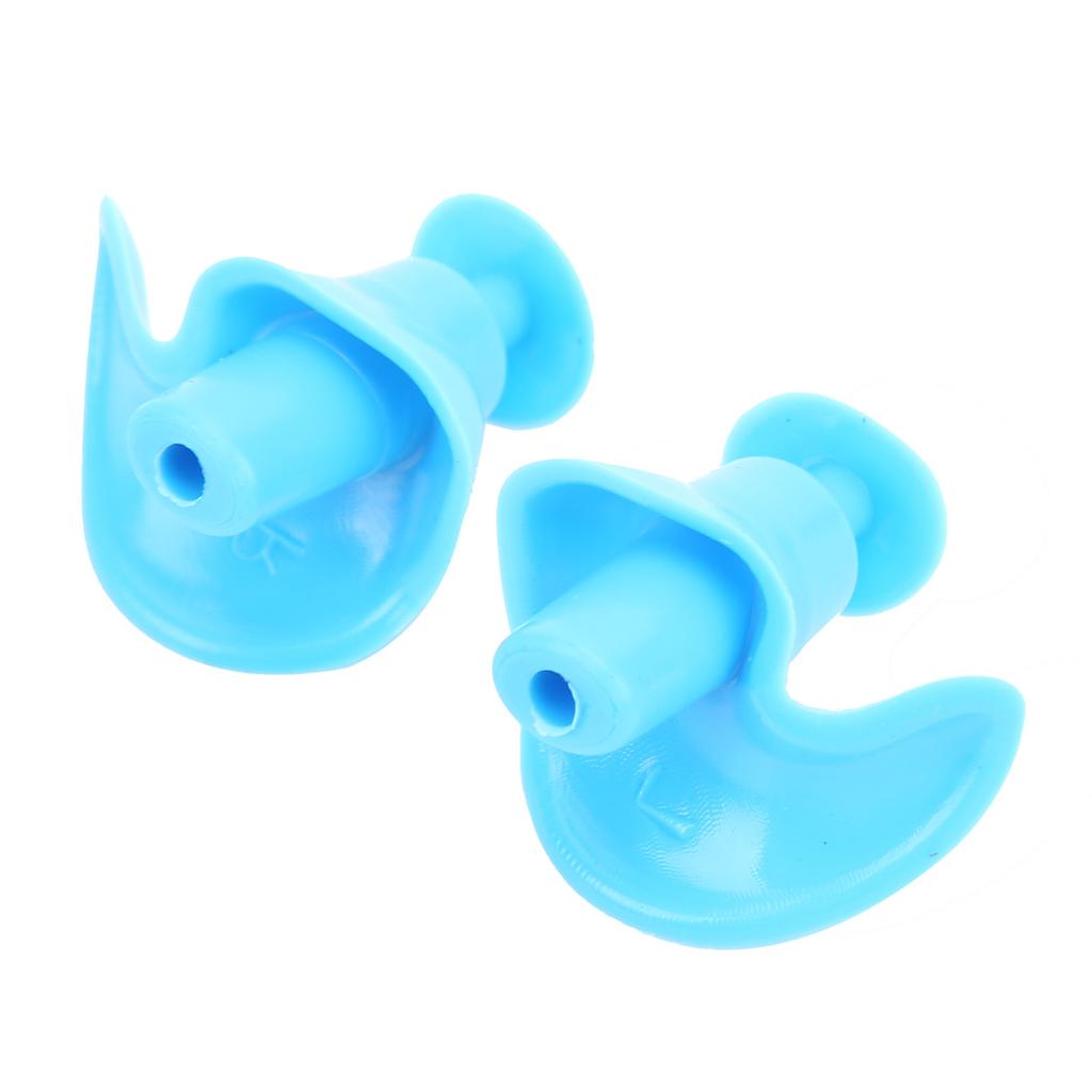 Silicone Waterproof DustProof Spiral Earplug for Children and Adults Swimming Accessory(Blue )