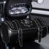 Front Fork Handlebar Bag Motorcycle Front Bag Tool Bag Skull Pattern Saddlebag PU Storage Pouch Motorbike Tool Bag