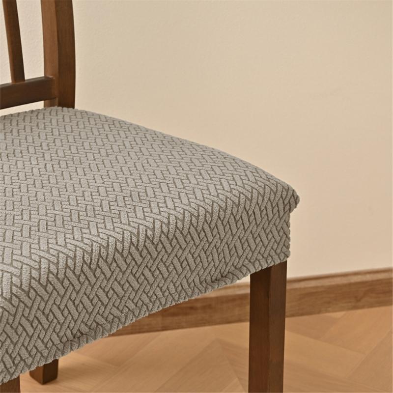 Pack of 4 Dining Chair Seat Covers with Double Elastic Band for Secures Fit Striped Check Design Enhancing Home Decors