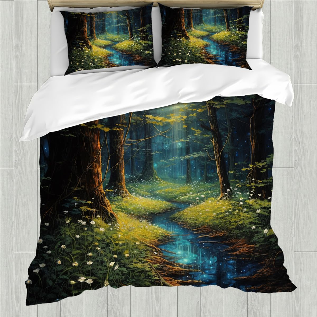 

Stream Duvet Cover Sets for Teens Adults Queen Quilt Covers Lightweight Down Room Decor 2 Pillowcases 1 Duvet Cover No Comforter (135x200cm)