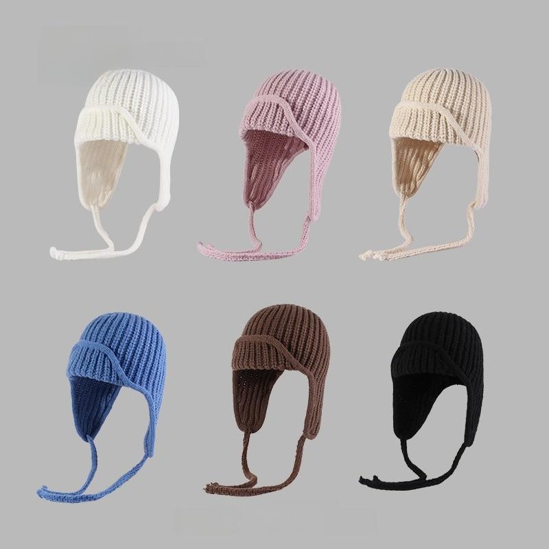 Knitted Winter Beanie Hat For Women With Earmuffs And Tie Closure Perfect For Cold Weather