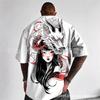 Mens Loose Fit Short Sleeve T-Shirt With 3D Digital Print Breathable Cotton Blend Sports Casual Wear