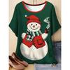 Moda Donna Girocollo Manica Corta Stampa Colore 3D Casual T-shirt Casual a Manica Corta Girocollo