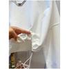 Fashionable Solid Color Sweatshirt Women's Short Autumn Thin Top Korean Style Drawstring Round Neck Versatile Casual Pullover