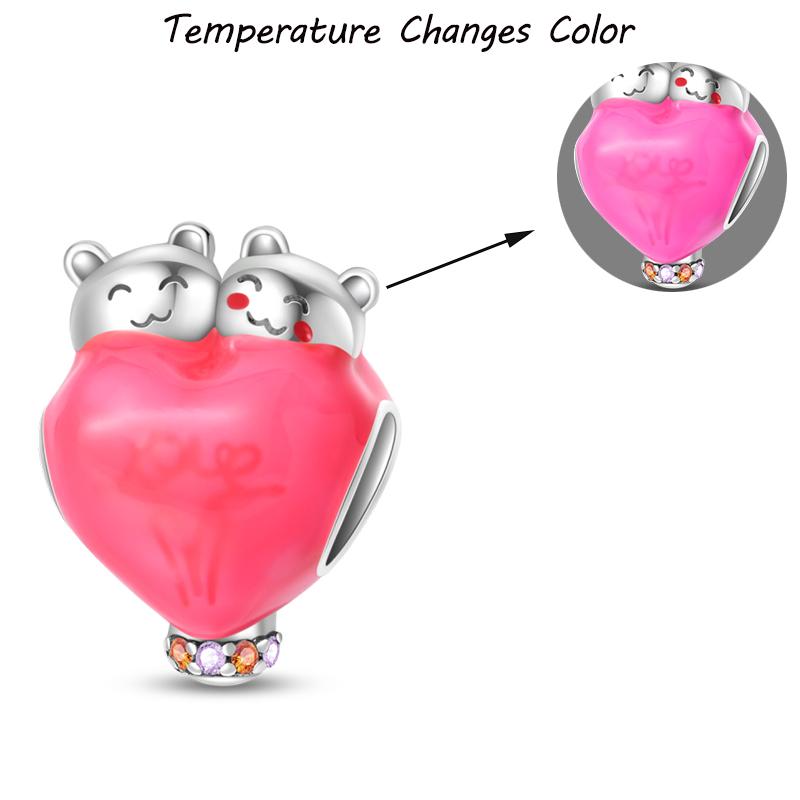 100% S925 Silver Temperature Change Color Chameleon Elephant Trendy Charms Fit Pan Original Bracelets DIY Fine Jewelry Gifts